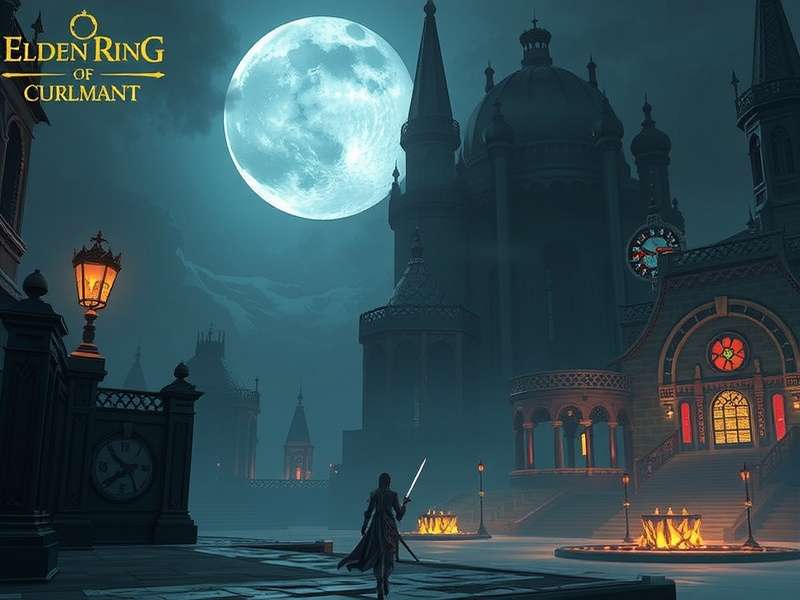 Elden Ring Nightreign DLC promotional art showing a dark castle under a blood moon