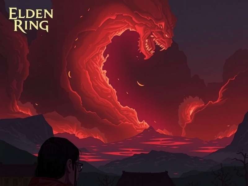 The haunting landscape of the Nightreign Shadow Realm with purple skies and twisted structures