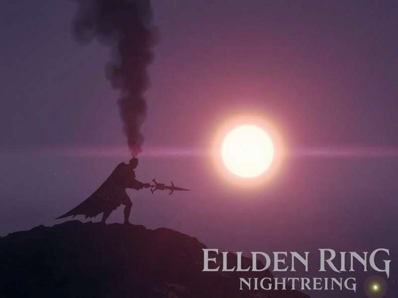 Elden Ring Nightreign DLC Cover Art showing a dark landscape under a blood moon with a mysterious figure