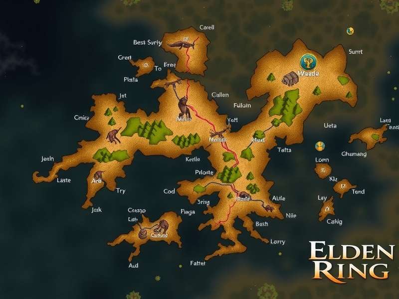 Screenshot of the Elden Ring Interactive Map showing markers for points of interest