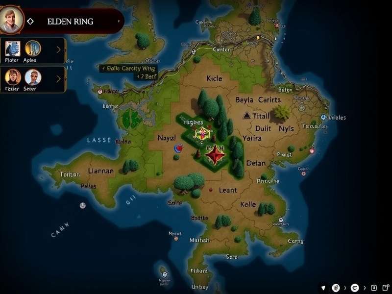 Close-up view of the Liurnia region on the interactive map with various icons