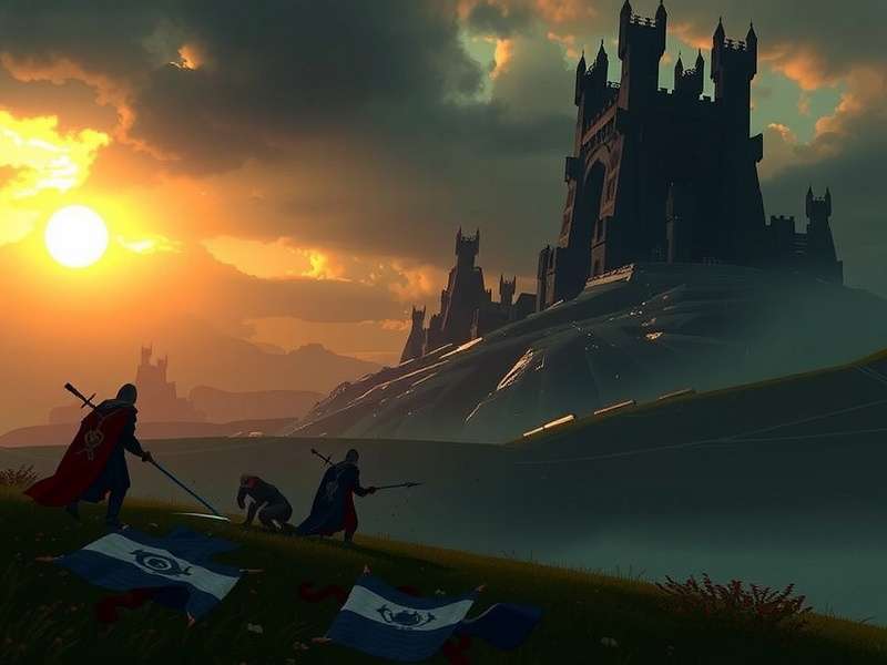 A panoramic view of the Lands Between in Elden Ring, showing the Erdtree in the distance