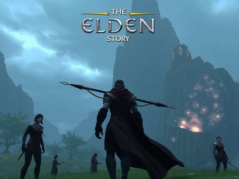 Elden Ring — The shattered world of the Lands Between with the Erdtree glowing in the distance