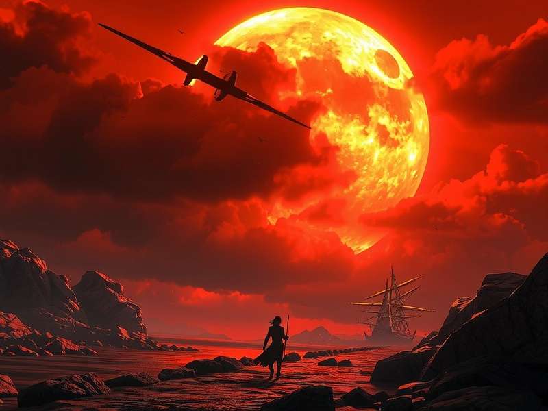 Elden Ring Nightreign Wallpaper featuring the Erdtree under a crimson night sky with the Tarnished standing before a ruined archway