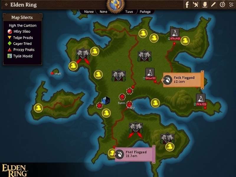 Elden Ring Interactive Map showing the full Lands Between with markers for bosses, dungeons, and collectibles