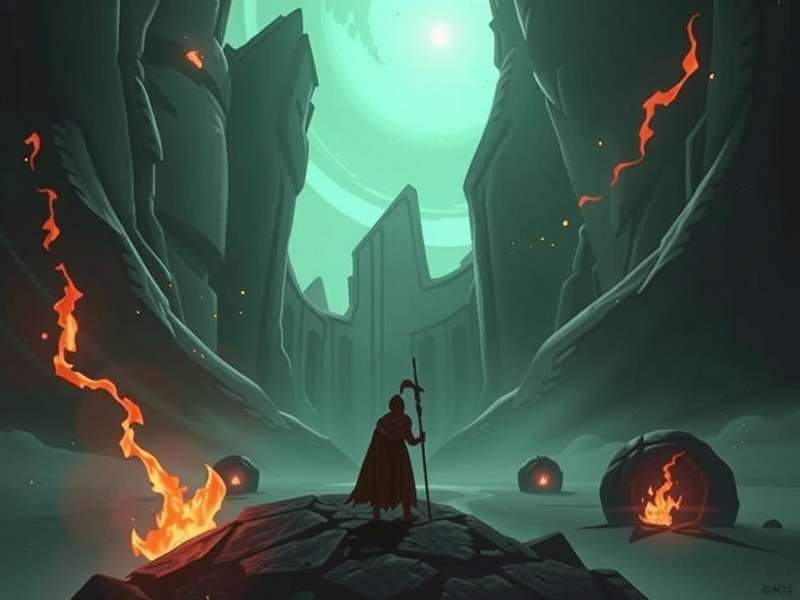 Elden Ring Nightreign Scholar — epic landscape of the Lands Between with Erdtree glowing in the distance