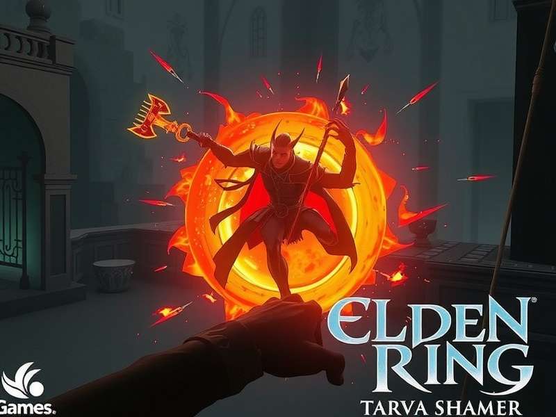 Elden Ring Trainer overview showing the Lands Between with golden runes and Tarnished warrior