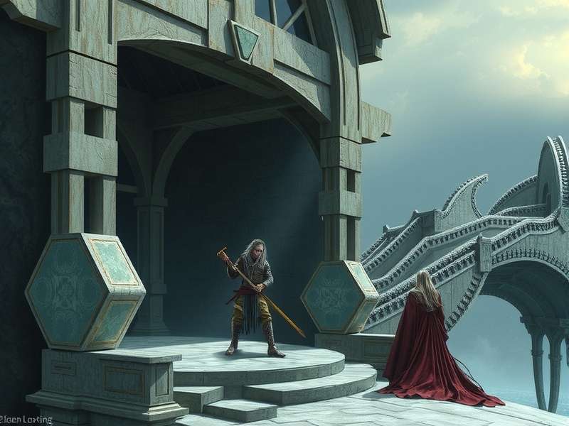 Elden Ring Lore — The shattered Elden Ring above the Lands Between, a visual representation of the broken world and its golden hierarchy.